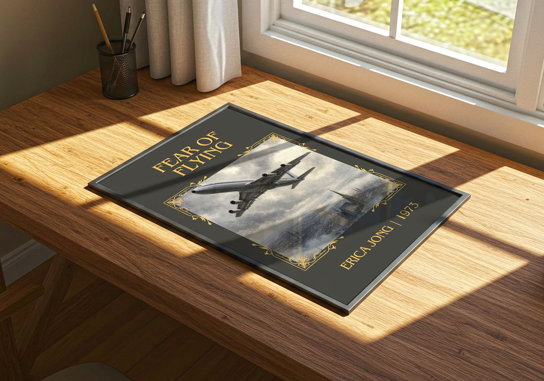 Fear of Flying Classic Book Art Print by Erica Jong – print on a sunlit desk