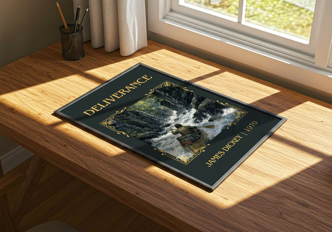 Deliverance Classic Book Art Print by James Dickey – print on a sunlit desk
