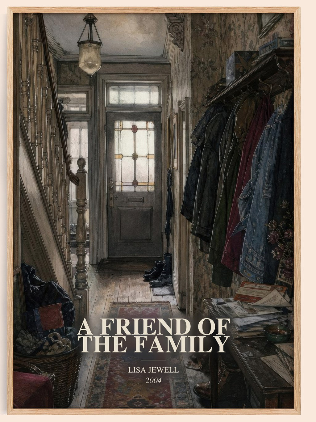 A Friend Of The Family watercolour book poster by Lisa Jewell – framed literary art print