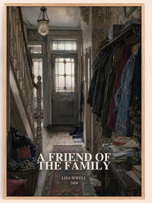 A Friend Of The Family watercolour book poster by Lisa Jewell – framed literary art print