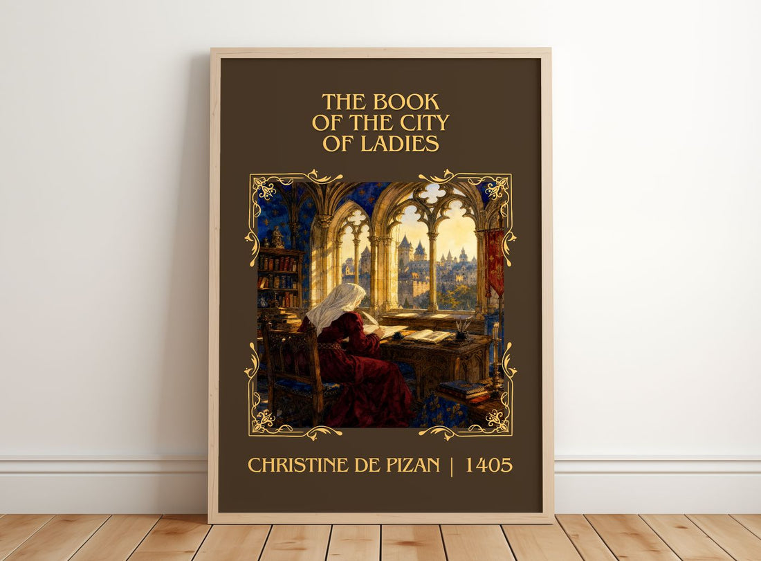 Book of the City of Ladies Classic Book Art Print by C. Pizan – framed print leaning on a wooden floor