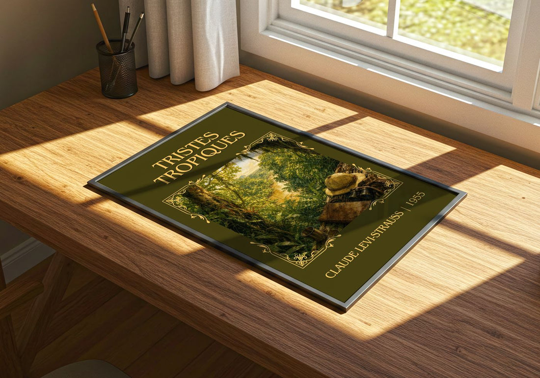 Tristes Tropiques Classic Book Art Print by Claude Lévi-Strauss – print on a sunlit desk