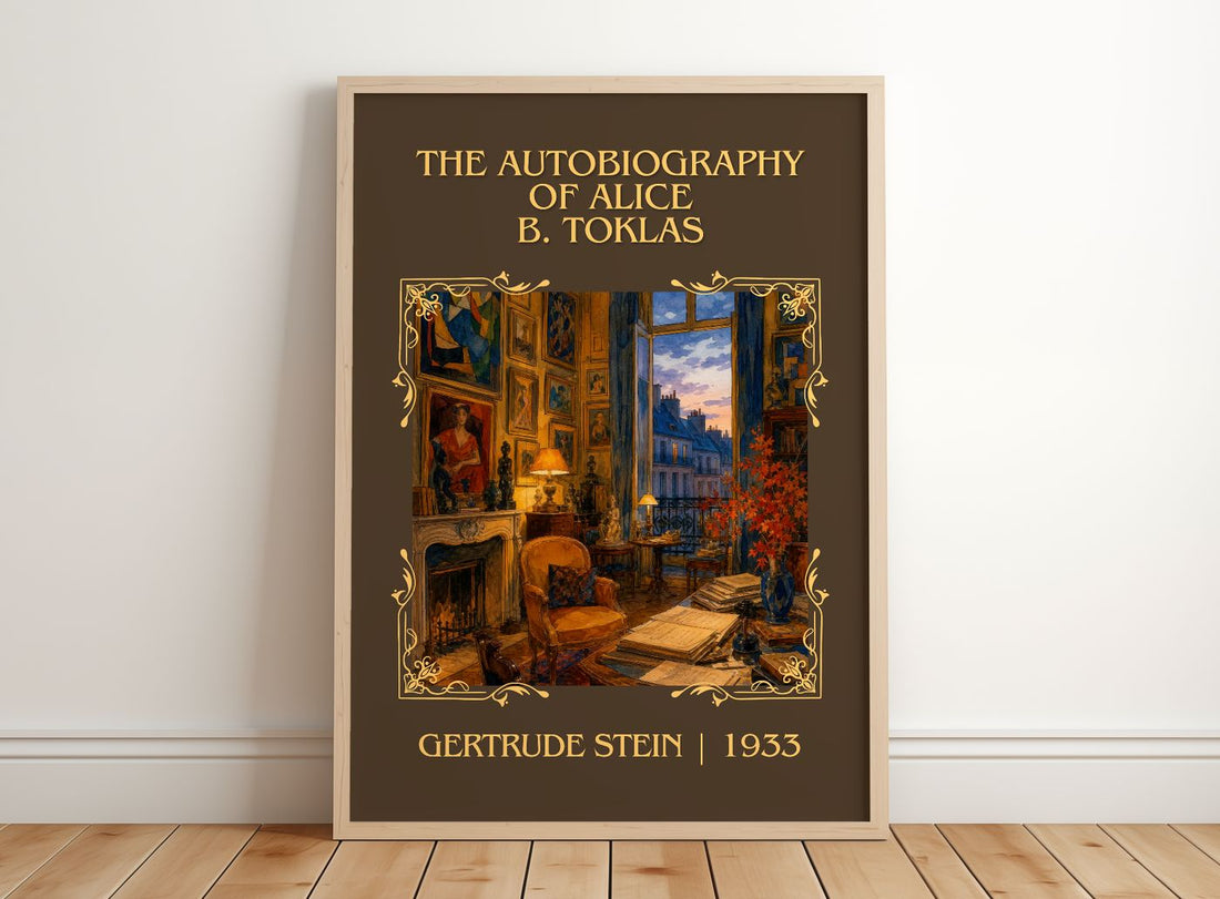 Autobiography of Alice B. Toklas Classic Book Art Print by G. Stein – framed print leaning on a wooden floor
