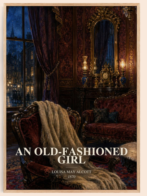 An Old-Fashioned Girl watercolour book poster by Louisa May Alcott – framed literary art print