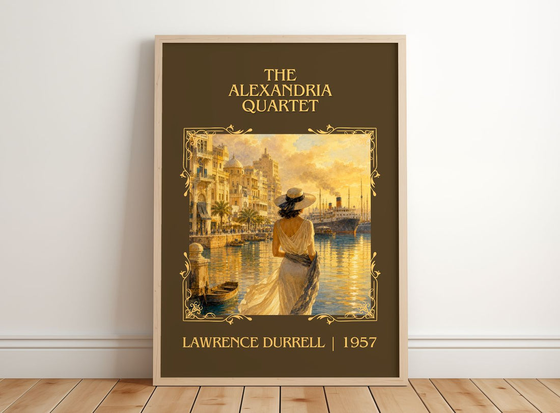 The Alexandria Quartet Classic Book Art Print by Lawrence Durrell – framed print leaning on a wooden floor