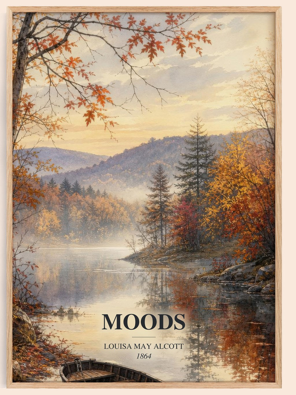 Moods watercolour book poster by Louisa May Alcott – framed literary art print