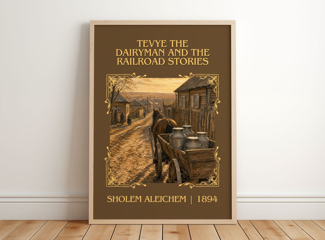 Tevye The Dairyman And The Railroad Stories Classic Book Art Print by Sholem Aleichem – framed print leaning on a wooden floor