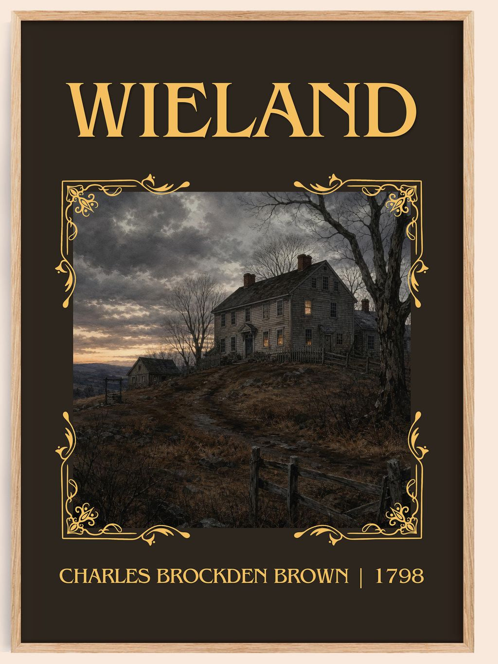 Wieland Classic Book Art Print by Charles Brockden Brown – book poster