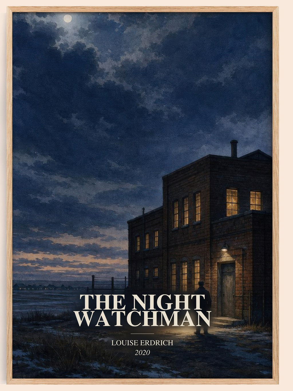 The Night Watchman watercolour book poster by Louise Erdrich – framed literary art print