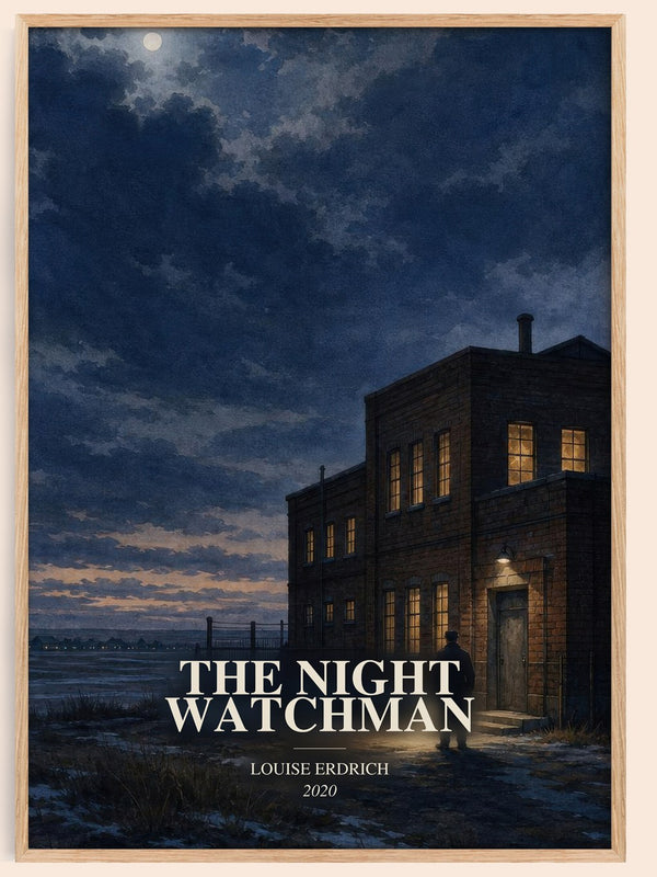 The Night Watchman watercolour book poster by Louise Erdrich – framed literary art print