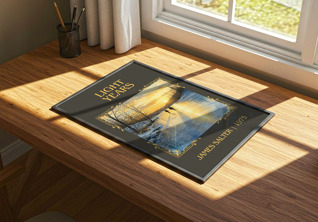 Light Years Classic Book Art Print by James Salter – print on a sunlit desk