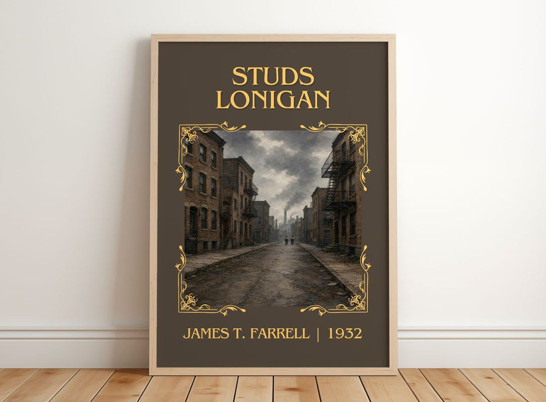Studs Lonigan Classic Book Art Print by James T. Farrell – framed print leaning on a wooden floor
