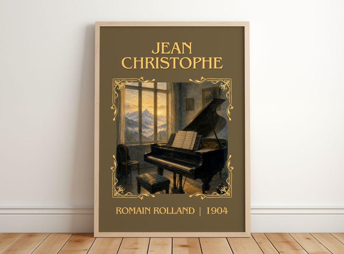Jean Christophe Classic Book Art Print by Romain Rolland – framed print leaning on a wooden floor