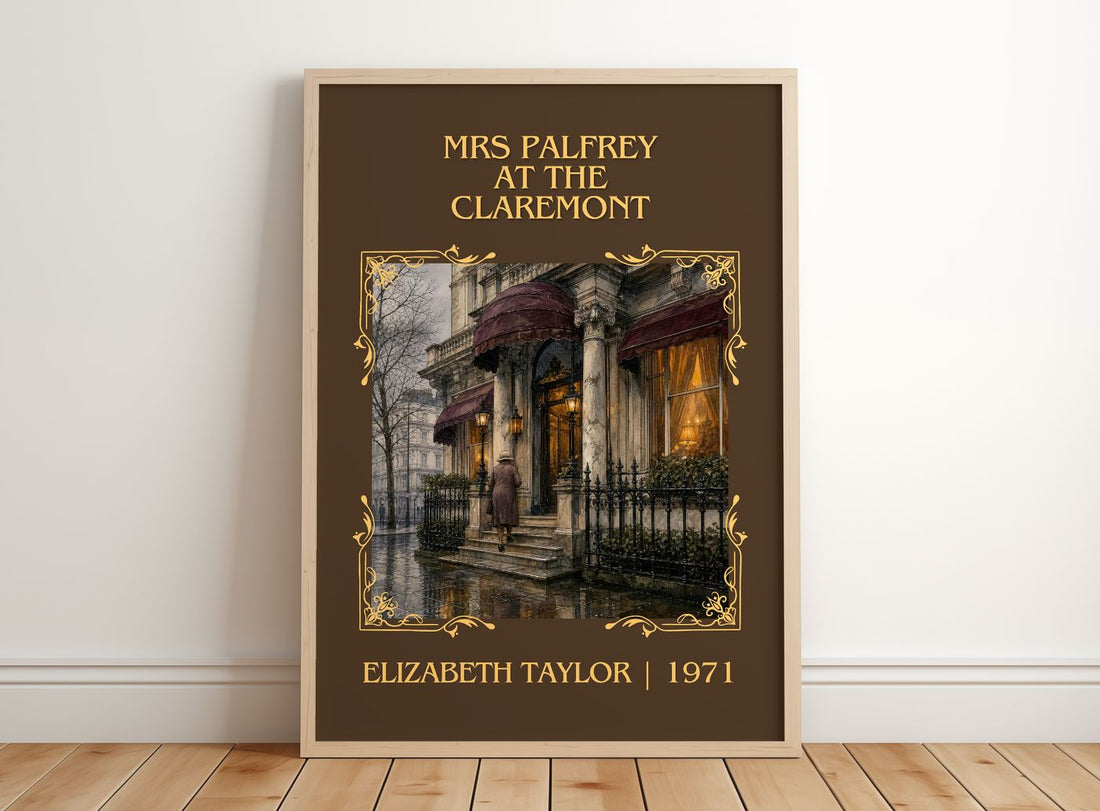 Mrs Palfrey at the Claremont Classic Book Art Print by E. Taylor – framed print leaning on a wooden floor