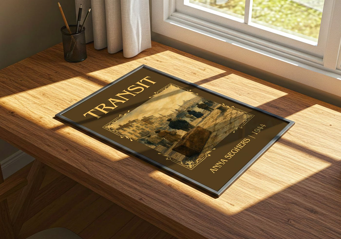 Transit Classic Book Art Print by Anna Seghers – print on a sunlit desk