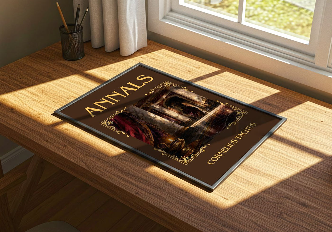 Annals Classic Book Art Print by Cornelius Tacitus – print on a sunlit desk