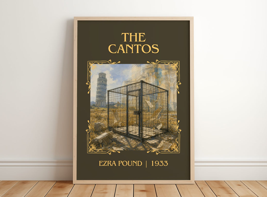 The Cantos Classic Book Art Print by Ezra Pound – framed print leaning on a wooden floor