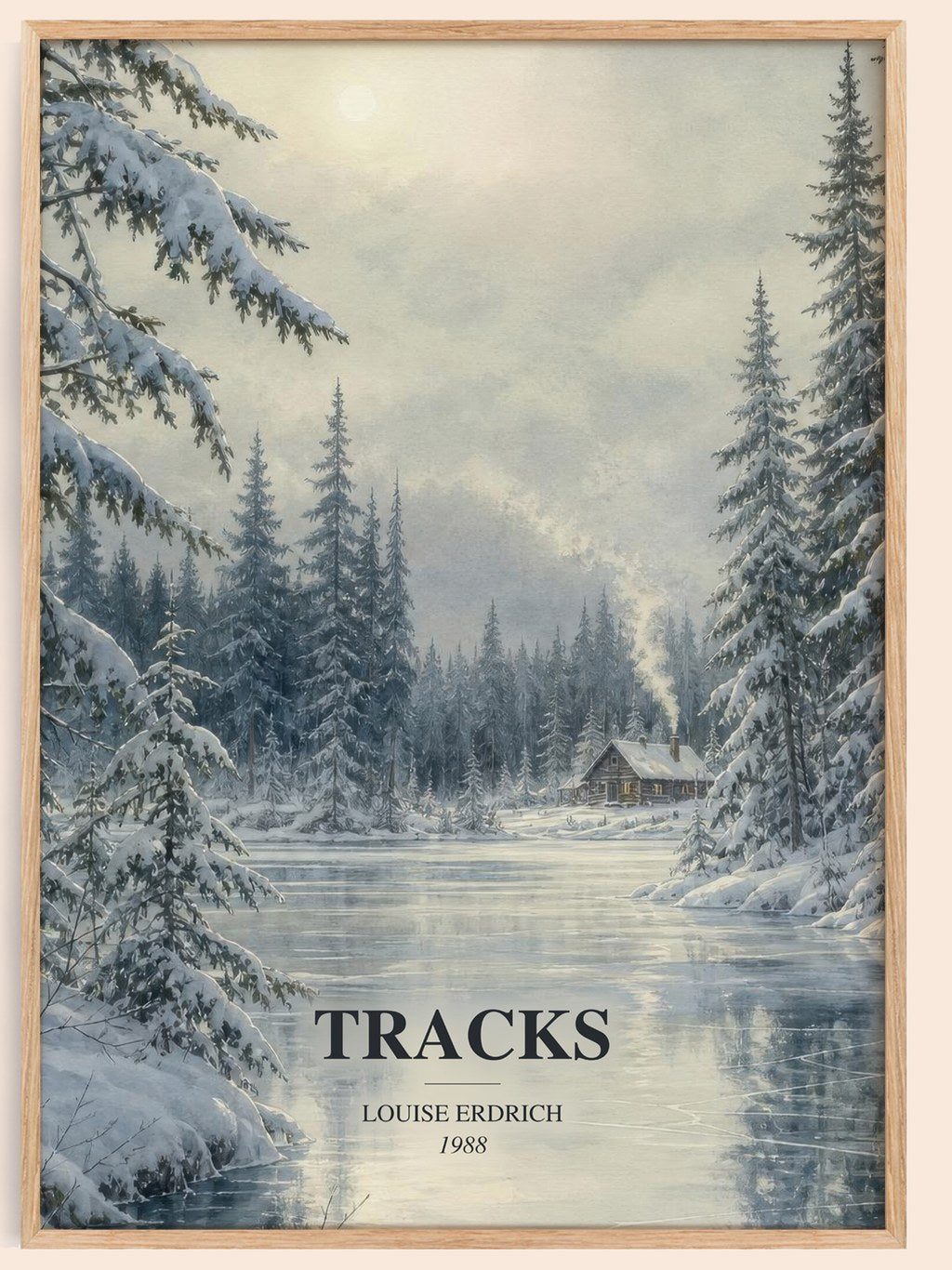 Tracks watercolour book poster by Louise Erdrich – framed literary art print