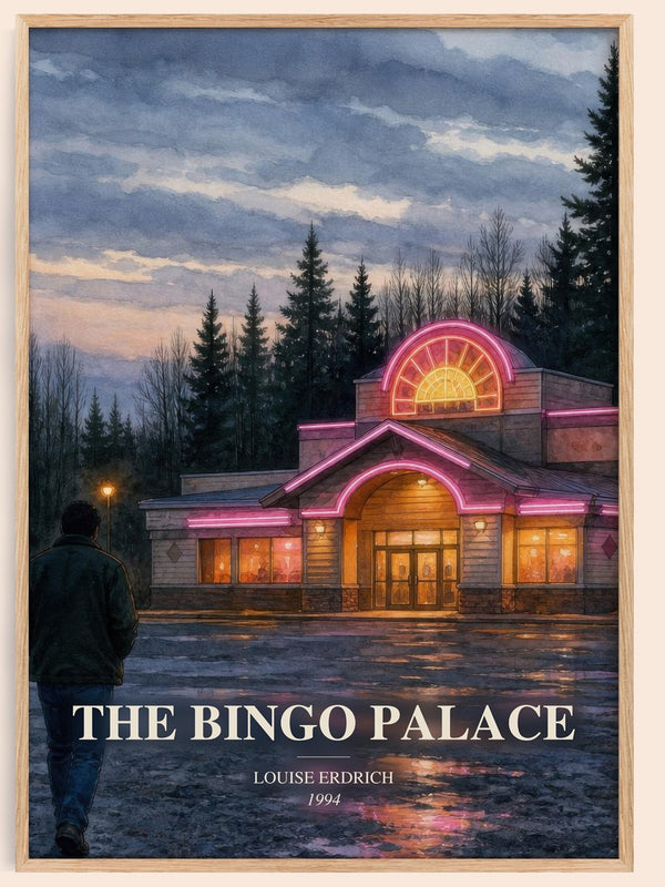 The Bingo Palace watercolour book poster by Louise Erdrich – framed literary art print