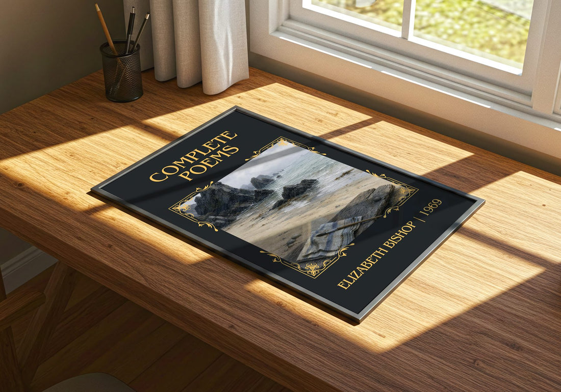 Complete Poems Classic Book Art Print by Elizabeth Bishop – print on a sunlit desk