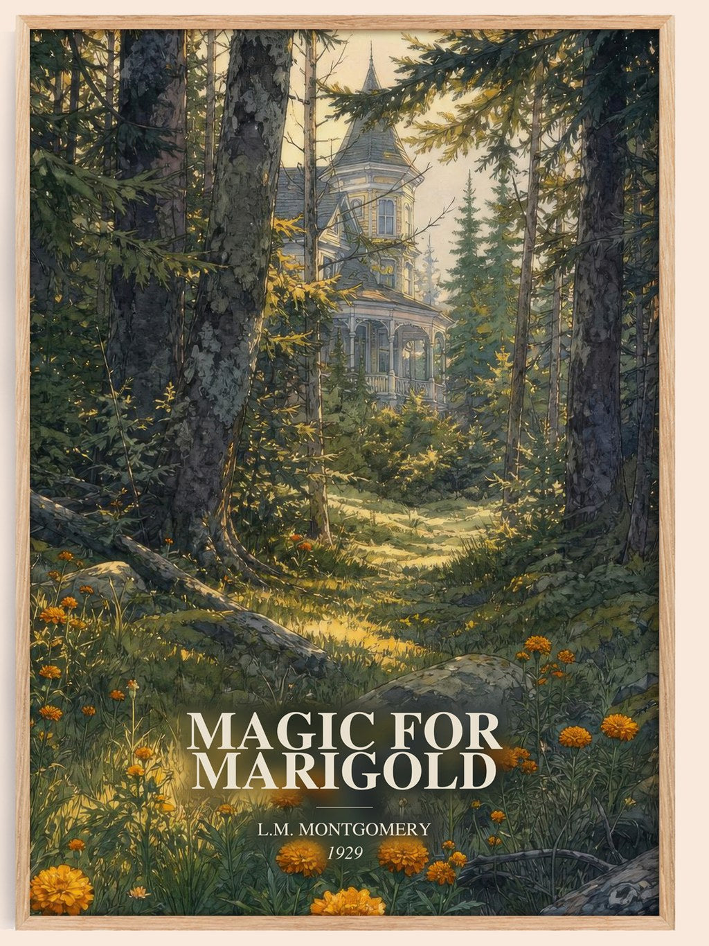 Magic For Marigold watercolour book poster by L.M. Montgomery – framed literary art print
