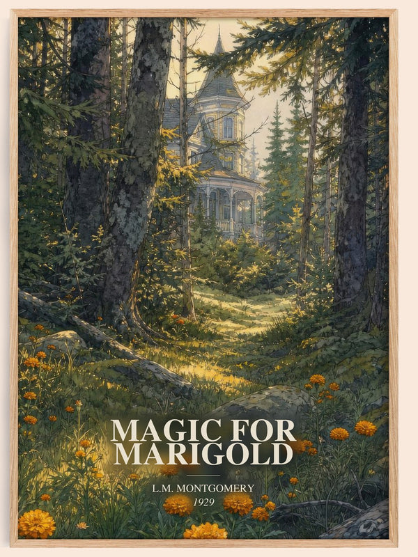 Magic For Marigold watercolour book poster by L.M. Montgomery – framed literary art print