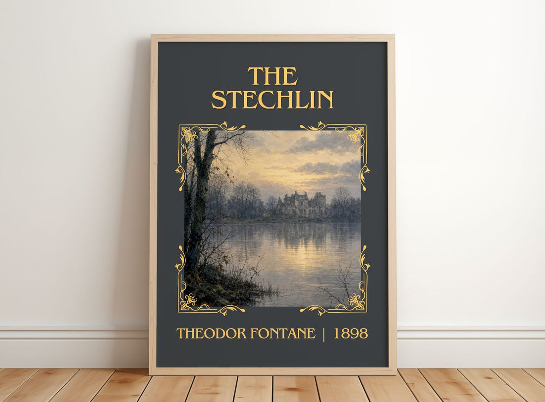 The Stechlin Classic Book Art Print by Theodor Fontane – framed print leaning on a wooden floor