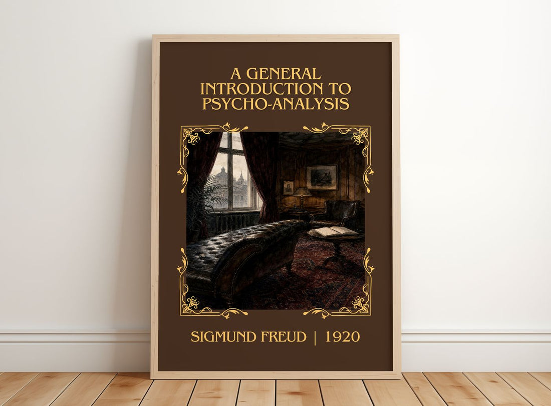 A General Introduction to Psycho-Analysis Classic Book Art Print by Sigmund Freud – framed print leaning on a wooden floor