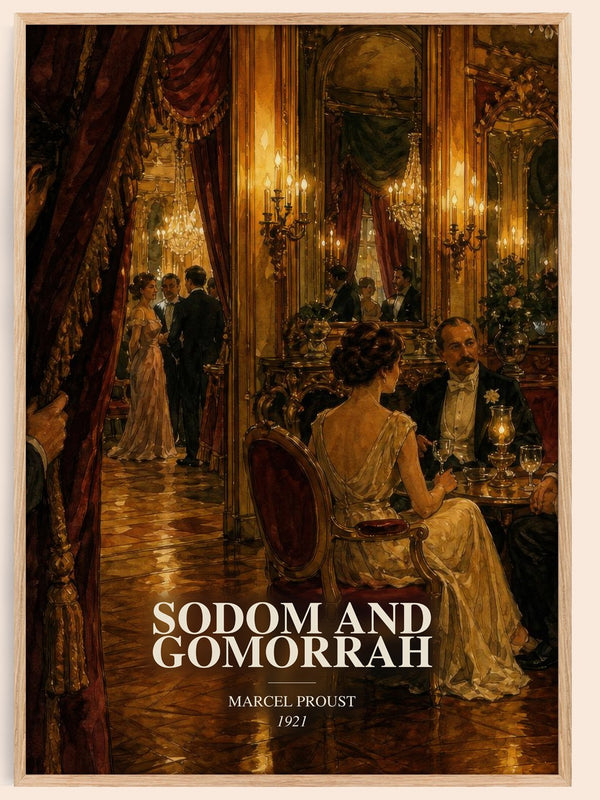 Sodom And Gomorrah watercolour book poster by Marcel Proust – framed literary art print
