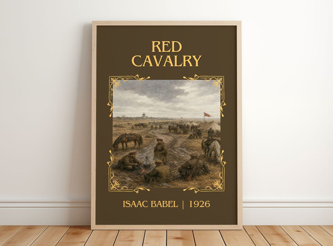 Red Cavalry Classic Book Art Print by Isaac Babel – framed print leaning on a wooden floor