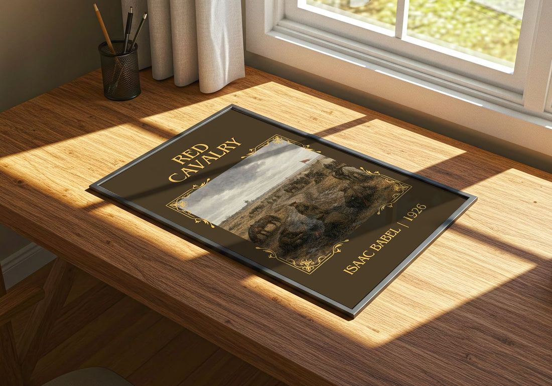 Red Cavalry Classic Book Art Print by Isaac Babel – print on a sunlit desk