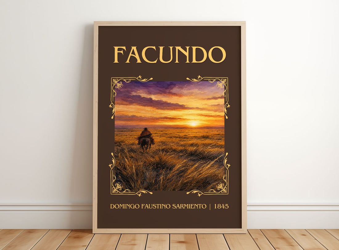 Facundo Classic Book Art Print by Domingo Faustino Sarmiento – framed print leaning on a wooden floor