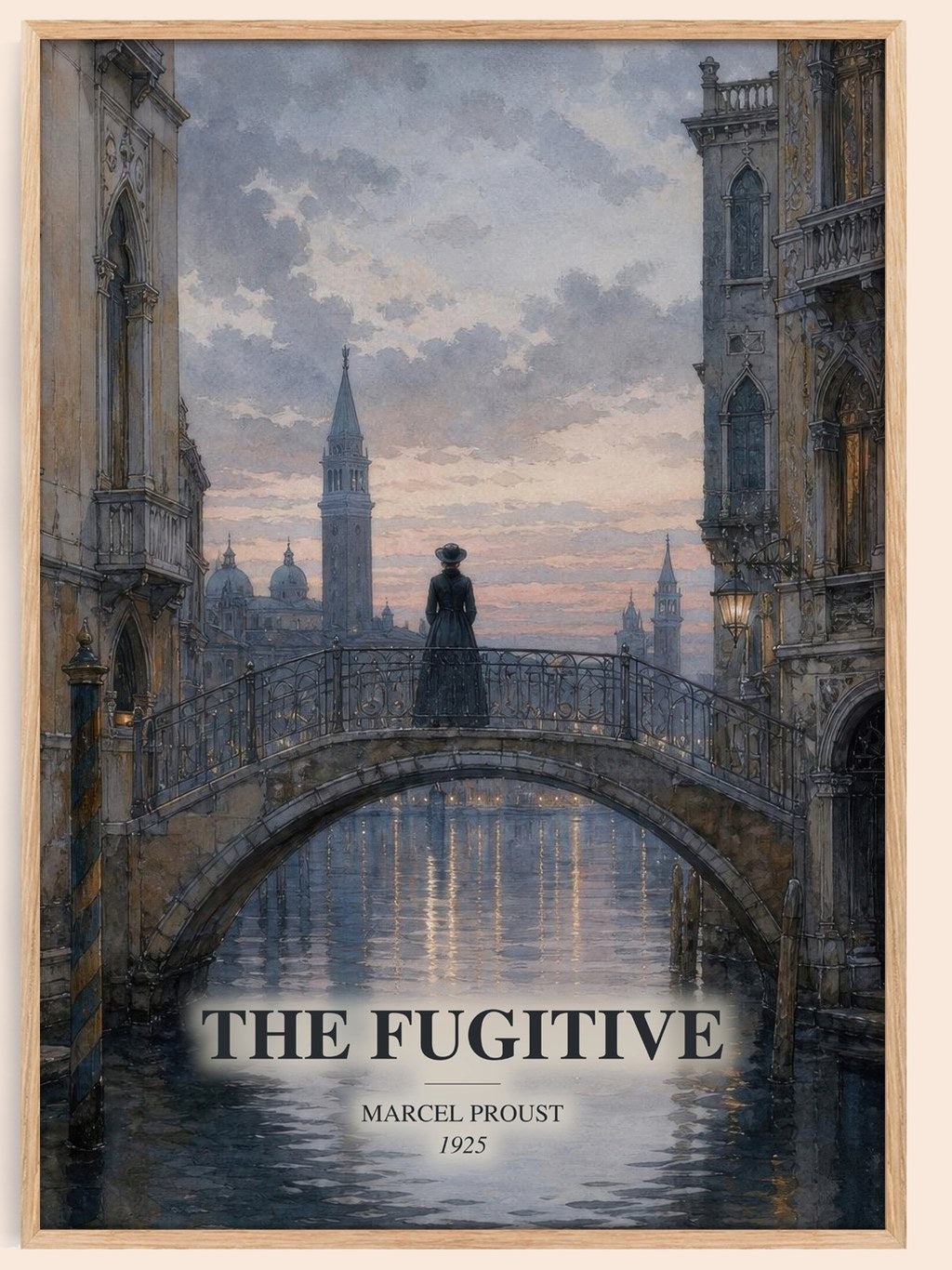 The Fugitive watercolour book poster by Marcel Proust – framed literary art print