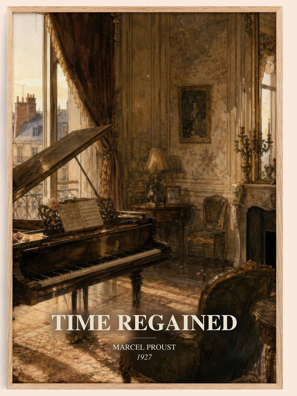 Time Regained watercolour book poster by Marcel Proust – framed literary art print
