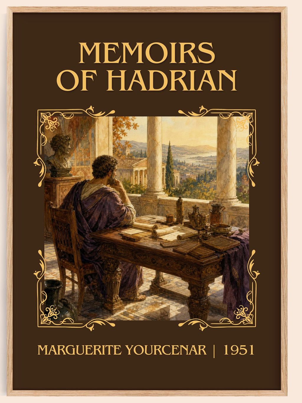 Memoirs of Hadrian Classic Book Art Print by Marguerite Yourcenar – book poster