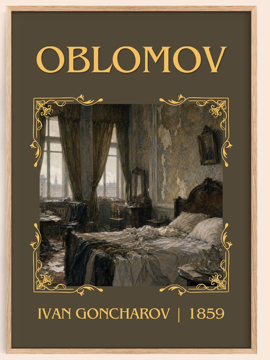 Oblomov Classic Book Art Print by Ivan Goncharov – book poster