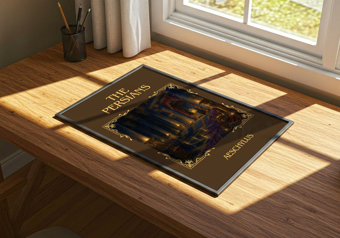 The Persians Classic Book Art Print by Aeschylus – print on a sunlit desk