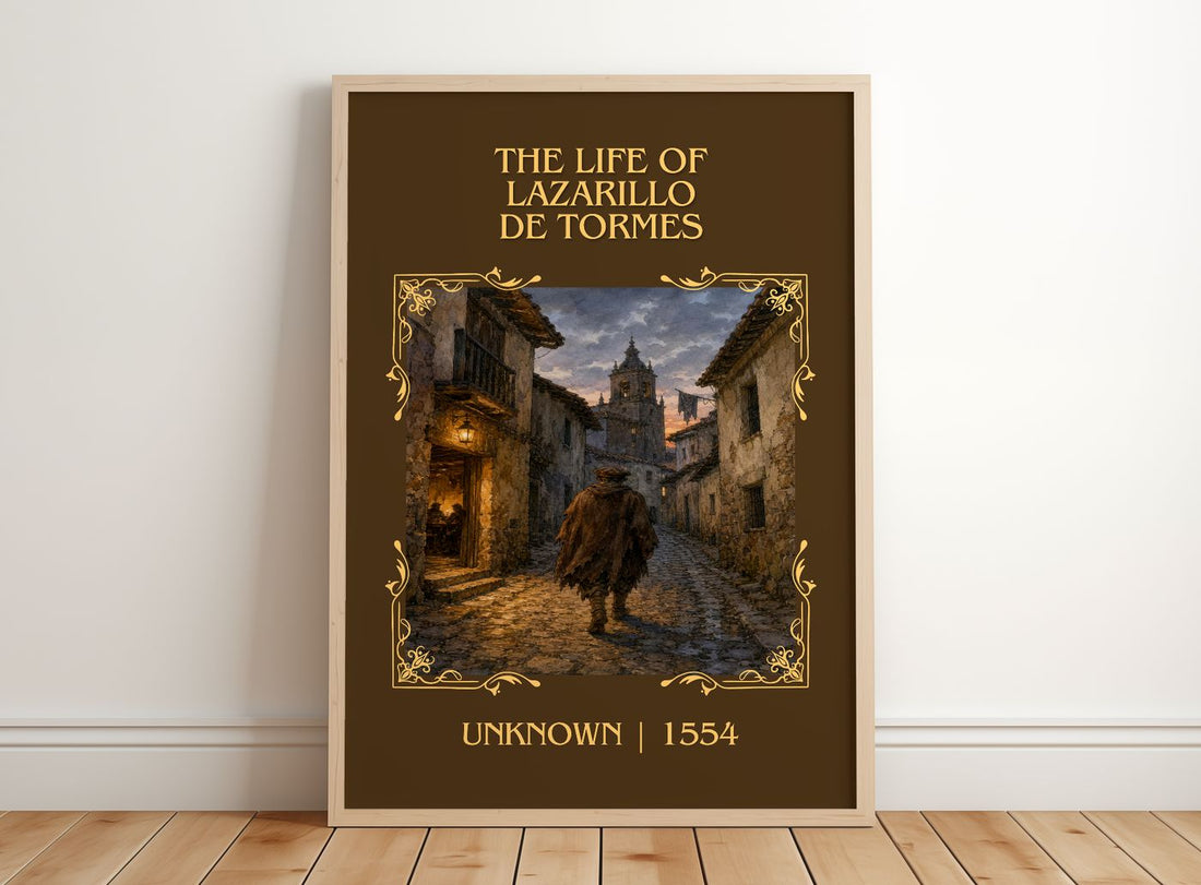 The Life of Lazarillo de Tormes Classic Book Art Print by Unknown – framed print leaning on a wooden floor