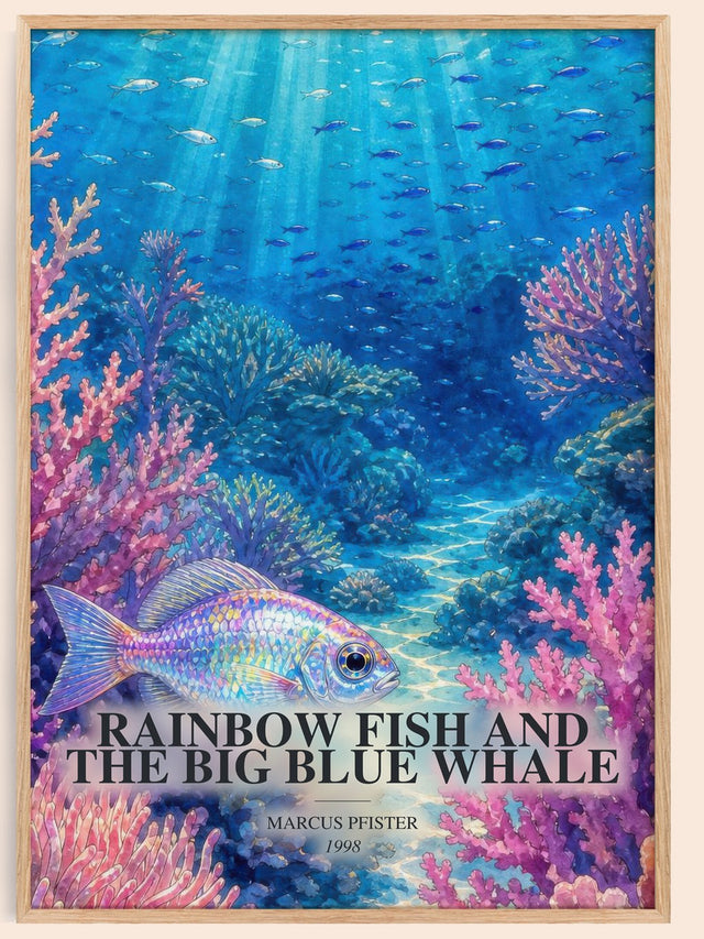 Rainbow Fish And The Big Blue Whale Book Watercolour Illustration –