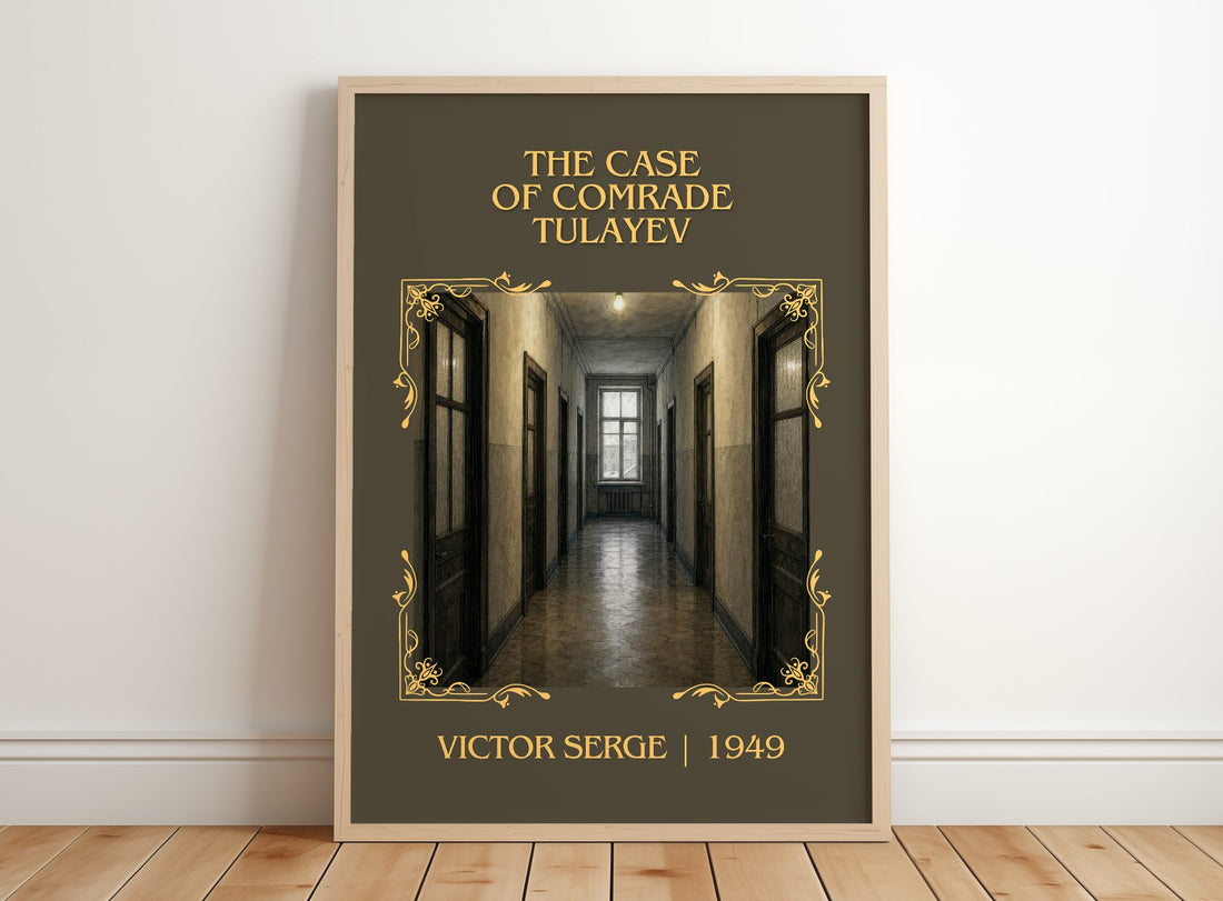 The Case of Comrade Tulayev Classic Book Art Print by Victor Serge – framed print leaning on a wooden floor