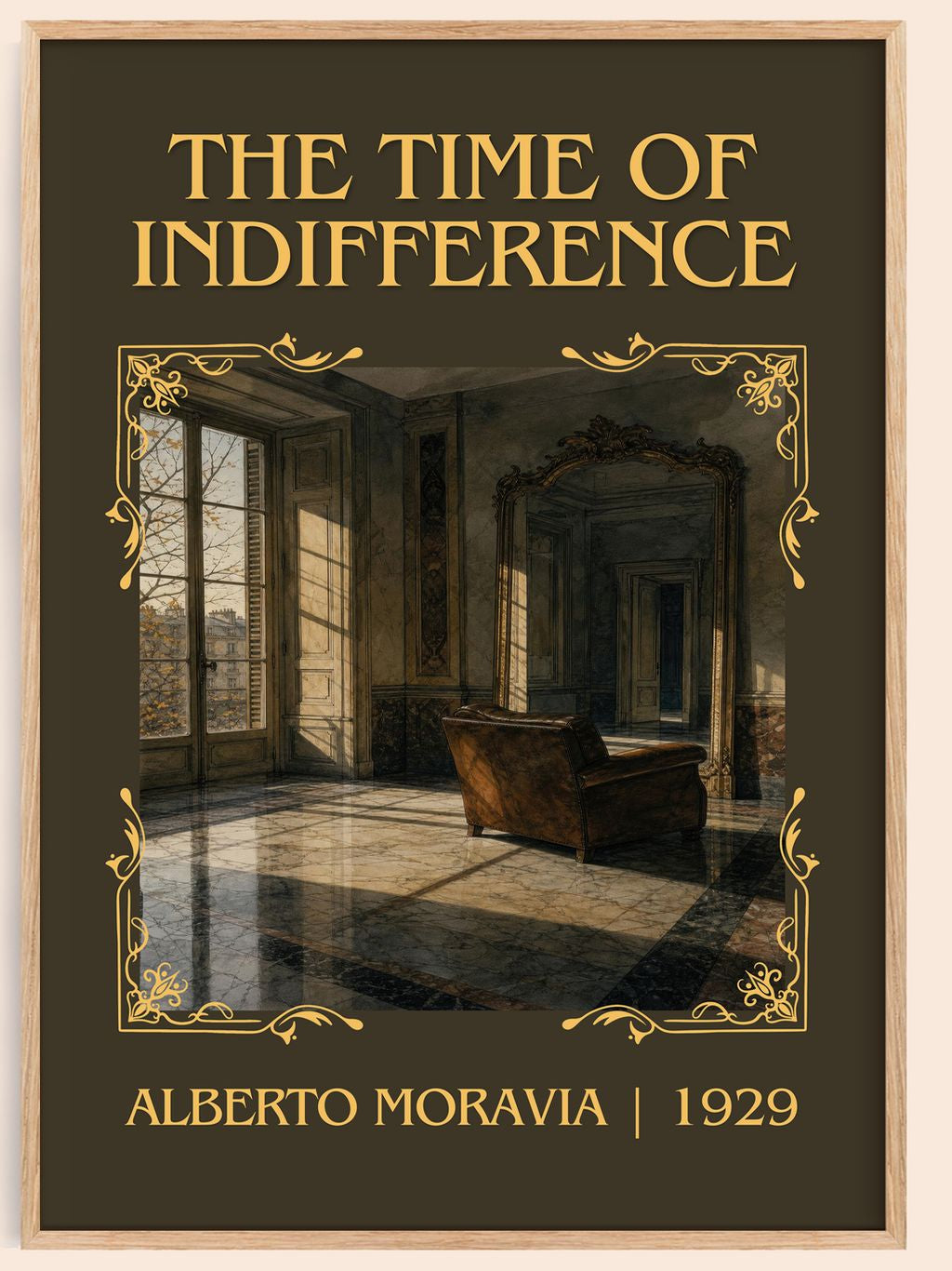 The Time of Indifference Classic Book Art Print by Alberto Moravia – book poster