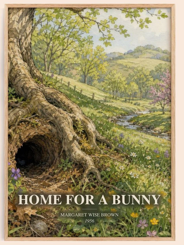 Home For A Bunny Book Watercolour Illustration by Margaret Wise Brown
