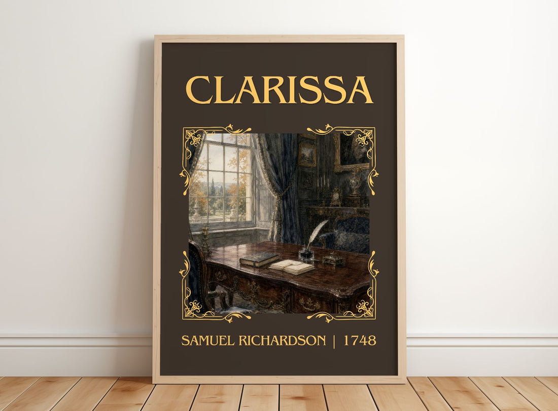 Clarissa Classic Book Art Print by Samuel Richardson – framed print leaning on a wooden floor