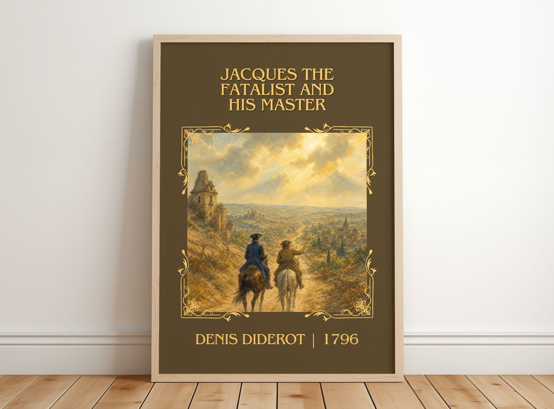 Jacques the Fatalist and His Master Classic Book Art Print by Denis Diderot – framed print leaning on a wooden floor