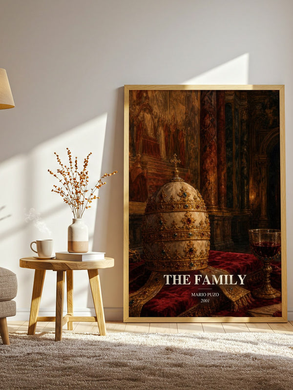 The Family watercolour print in frame leaning in hallway – historical fiction wall art