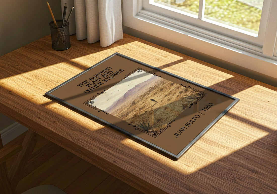 Burning Plain and Other Stories Classic Book Art Print by Juan Rulfo – print on a sunlit desk