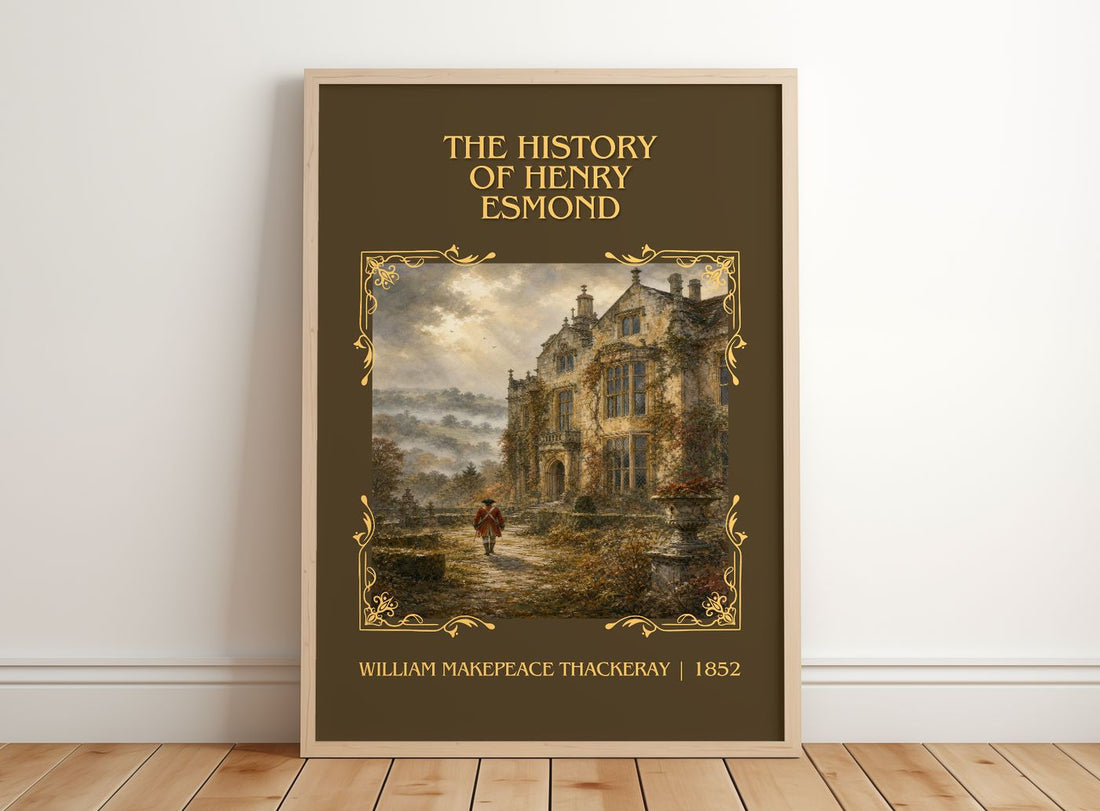 History Of Henry Esmond Classic Book Art Print by W. Thackeray – framed print leaning on a wooden floor