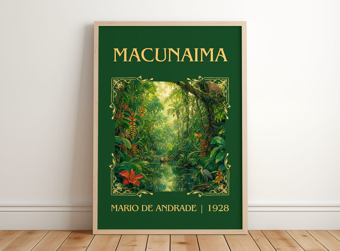 Macunaíma Classic Book Art Print by Mario de Andrade – framed print leaning on a wooden floor