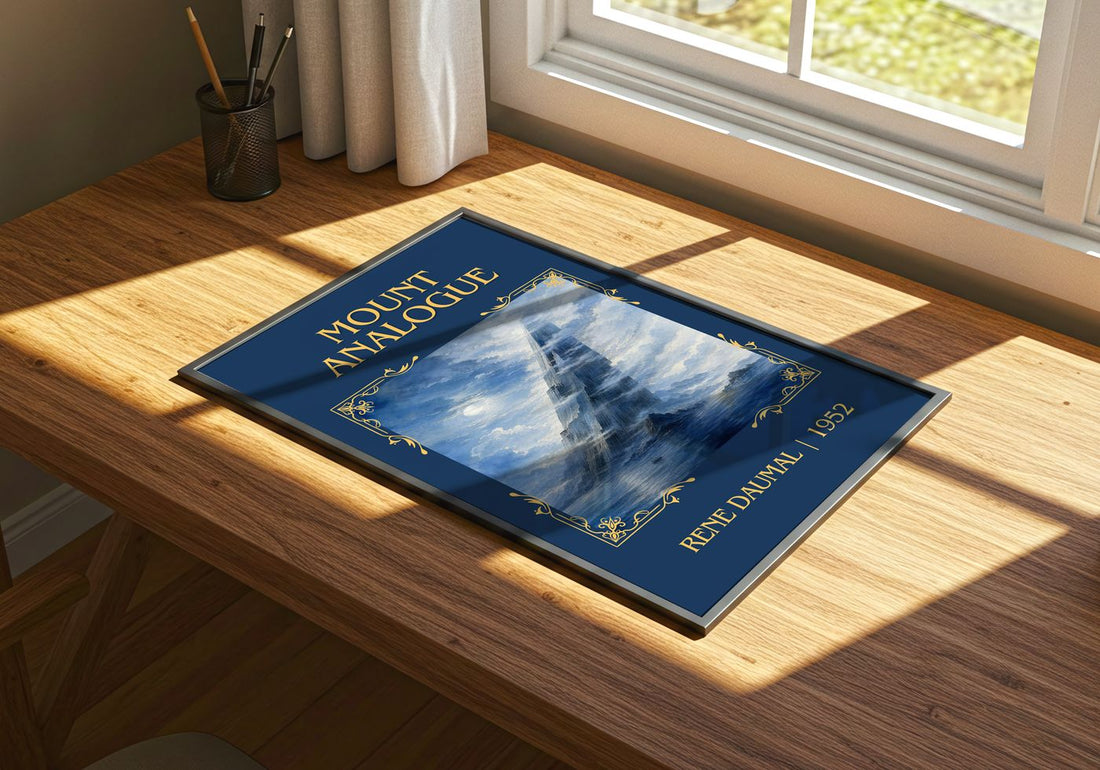 Mount Analogue Classic Book Art Print by René Daumal – print on a sunlit desk
