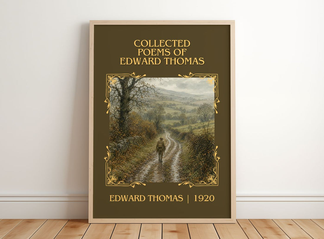Collected Poems Of Edward Thomas Classic Book Art Print by E. Thomas – framed print leaning on a wooden floor